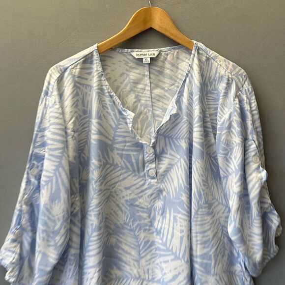 5 for $45 La Mer luxe Top Blouse Shirt Size XL Blue - Picture 2 of 7